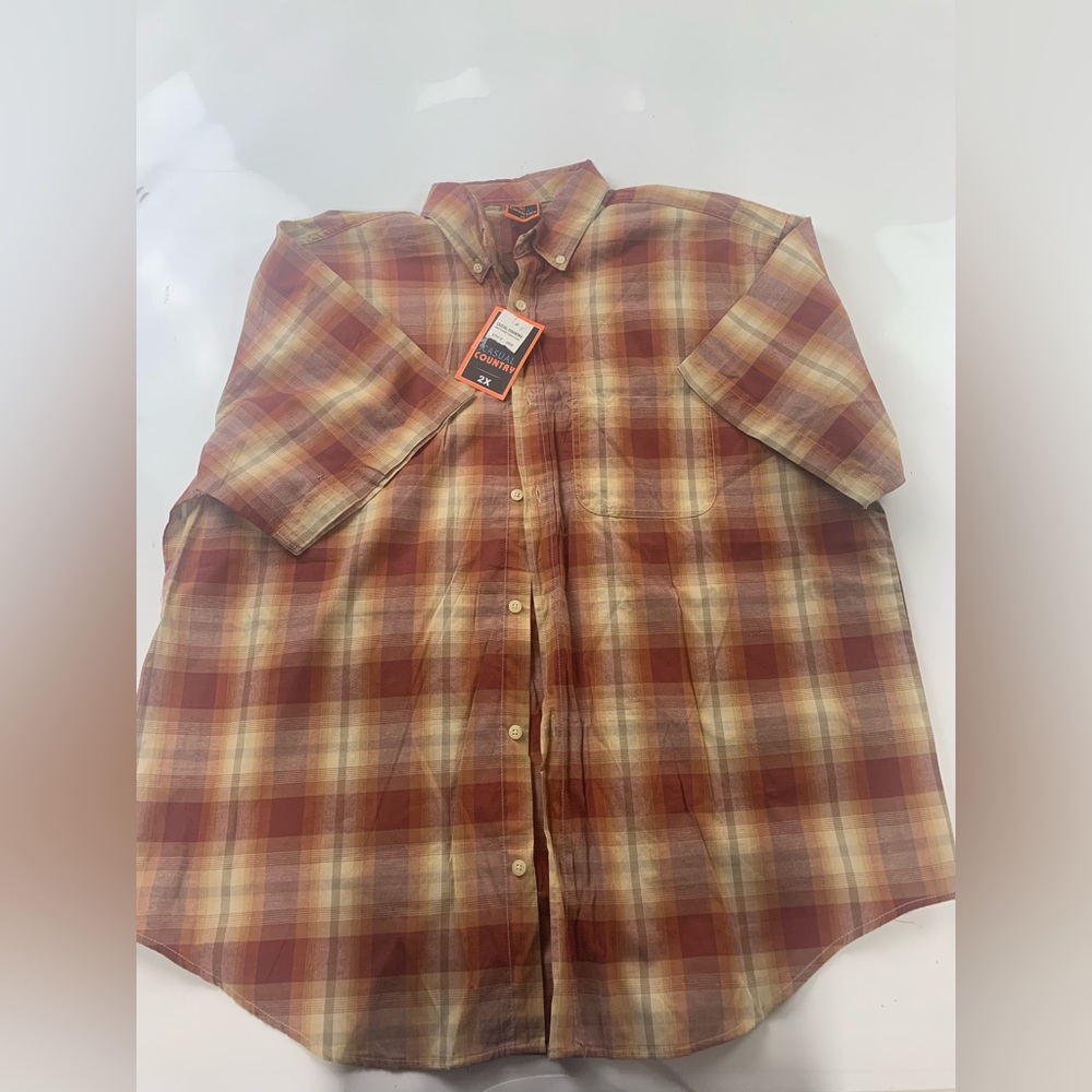 Casual Country orange plaid button shirt size 2XL